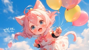 气球猫咪女孩