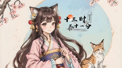 古风美少女和猫咪