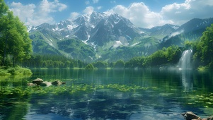 翠绿湖景