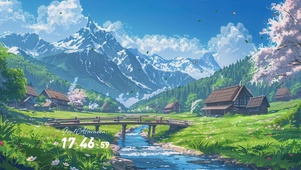 护眼蓝天白云树木河流