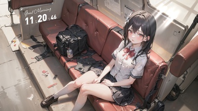 地铁可爱jk女生