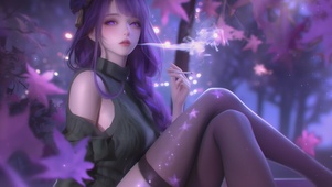 可爱枫叶女孩