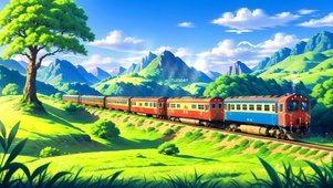 唯美夏日火车美景