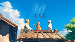 房顶三只猫