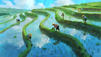 绿色护眼阳光梯田