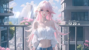 阳台樱色美女