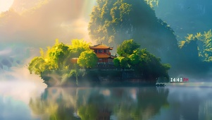湖中古塔