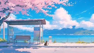 樱花树下站台