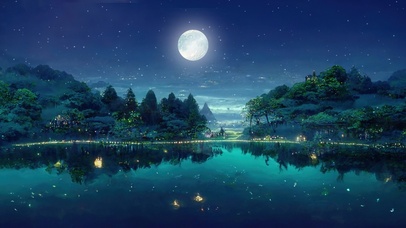 4K唯美治愈星空月光湖景