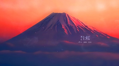 唯美治愈黄昏晚霞富士山