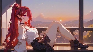 二次元萌系红发美少女