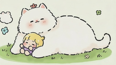 卡通猫咪和女孩