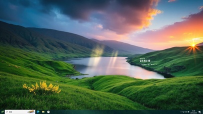 护眼山湖日出主题