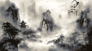 国风山水墨画