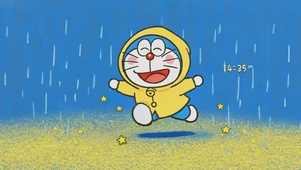 哆啦A梦雨中嬉戏
