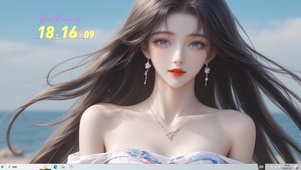 海边黑发绝美少女