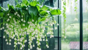 雨天窗台铃兰花