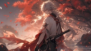 古风红枫少年
