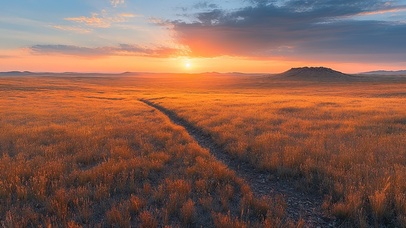 落日金黄草原