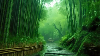 静谧雨中竹林（护眼）