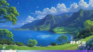 夜景树木海景桌面主题