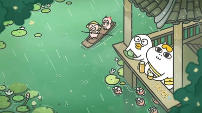 雨天庭院小刘鸭观雨