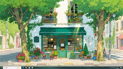 清新绿意街角书店