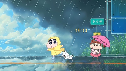 蜡笔小新雨中嬉戏