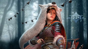 4k狼皮帽 弓箭 女将军 森林