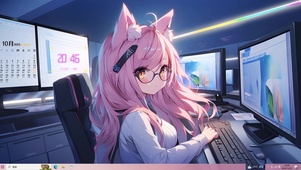 4K 清纯粉发电竞女孩	