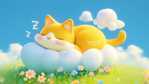 草地云朵猫咪