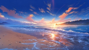 唯美夕阳沙滩