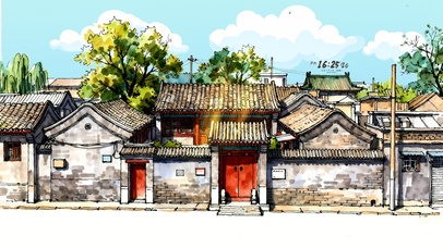 复古建筑四合院
