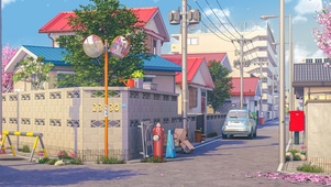 4K唯美治愈日系动漫樱花街道