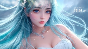 蓝色长发御女