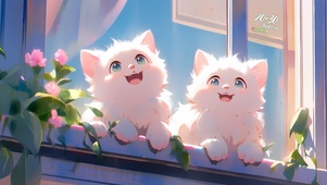 窗台可爱小猫咪