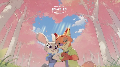 动物城CP甜蜜比心（时钟版）