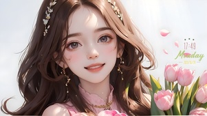 清纯郁金香女孩