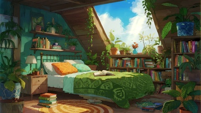 日系复古风 清新森林卧室