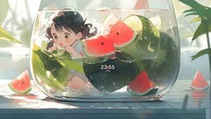 4K可爱治愈夏日西瓜