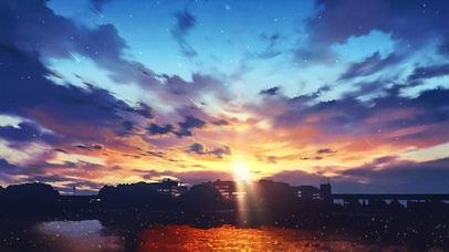 4K唯美治愈夕阳小镇