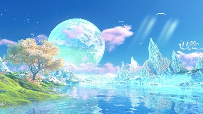 星球冰川河流风景