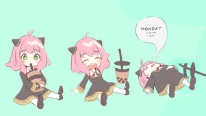 阿尼亚喝奶茶