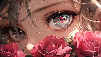 4k玫瑰与少女