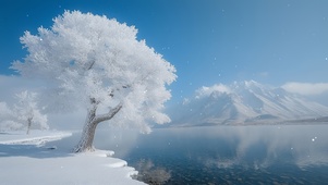 雪树寒湖