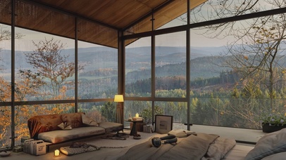 唯美治愈山林窗外美景房间卧室