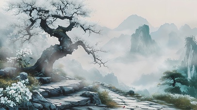 水墨山水AI壁纸