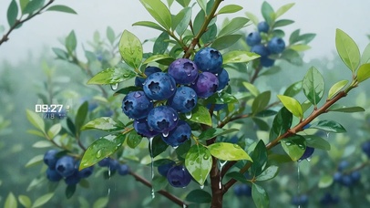 雨中清新蓝莓