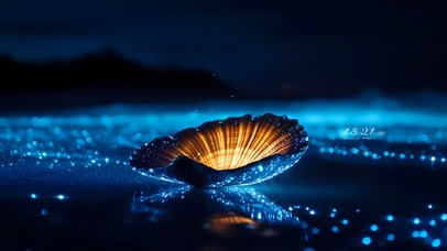 夜晚海边贝壳