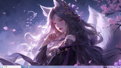 紫发狐耳长发美女